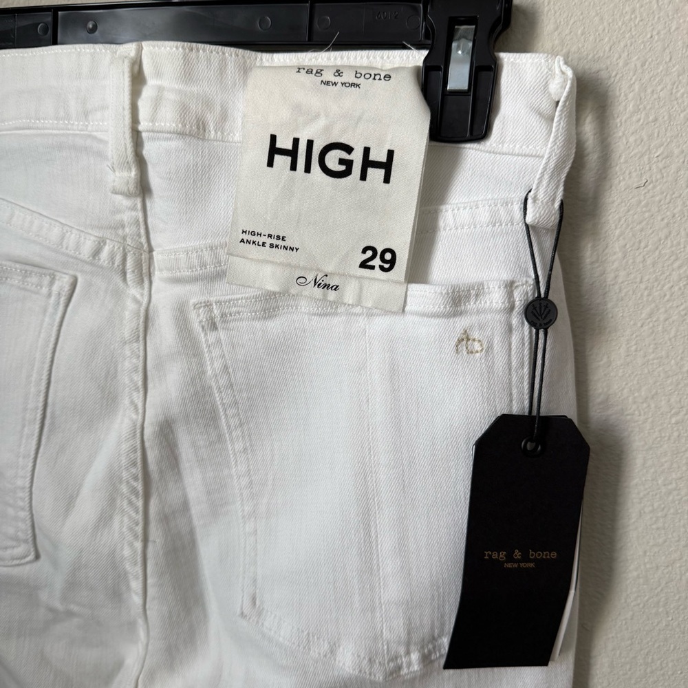 Rag & Bone Nina High High Rise Ankle Skinny Jeans White 29 - Picture 7 of 11